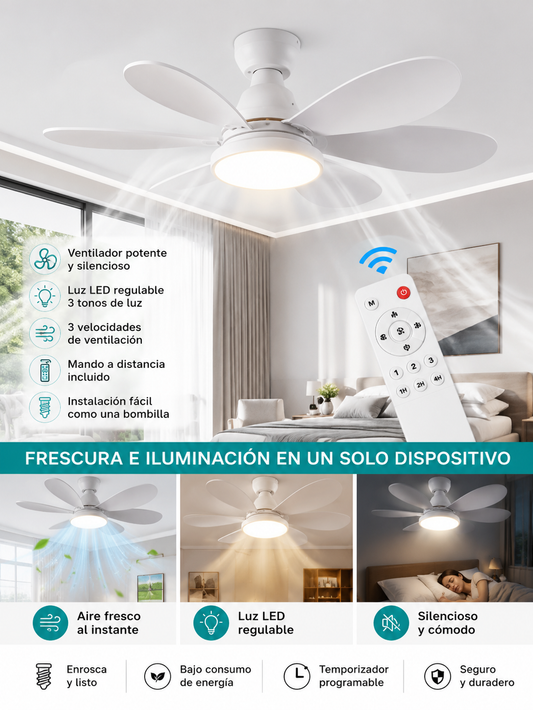 Ventilador de Techo LED con Mando